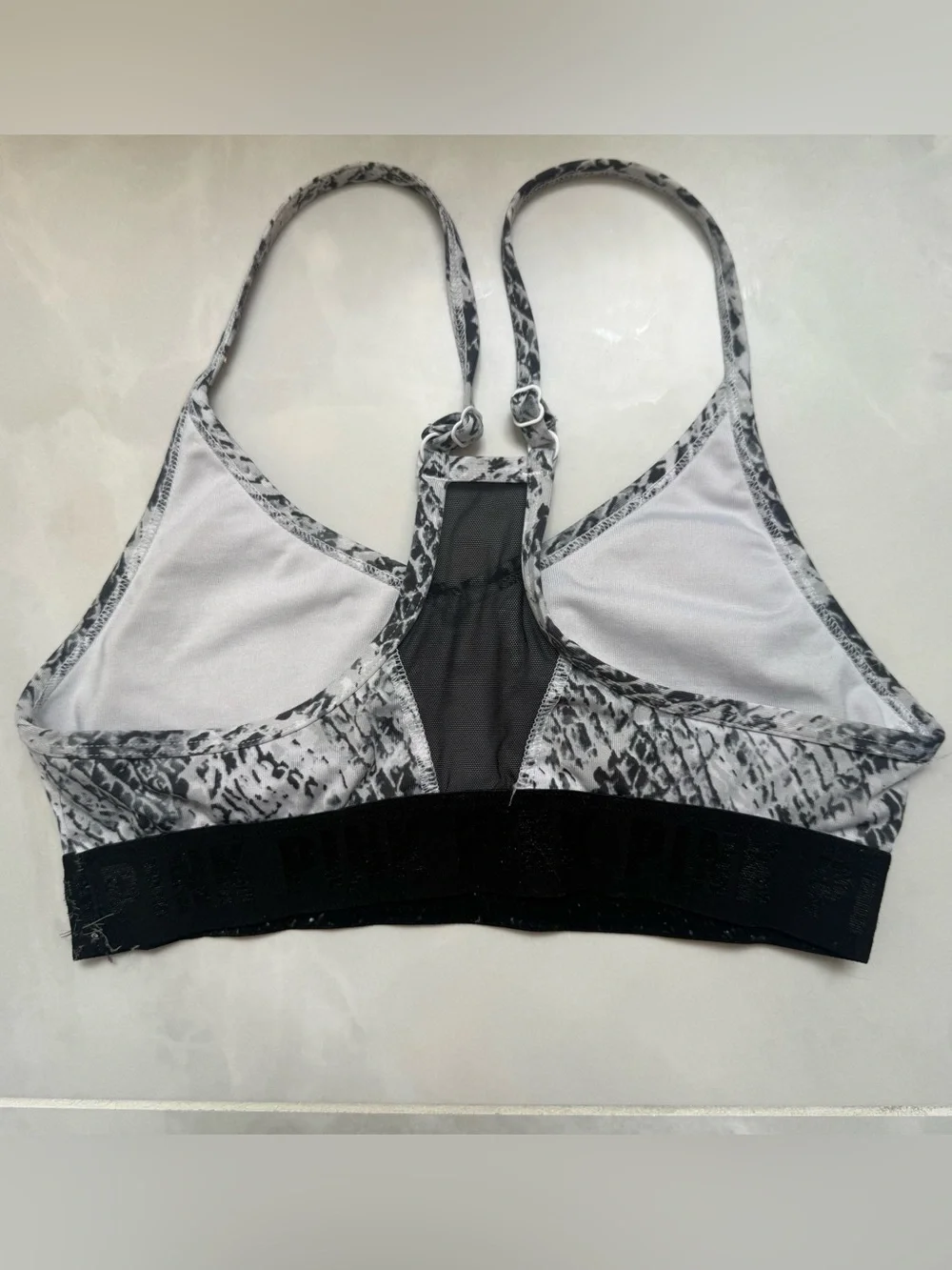Victoria’s Secret PINK Black & White Printed Racerback Bralette